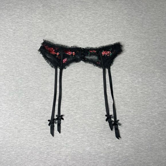 For Love & Lemons for Victoria’s Secret Rose Bloom Embroidered Garter Belt